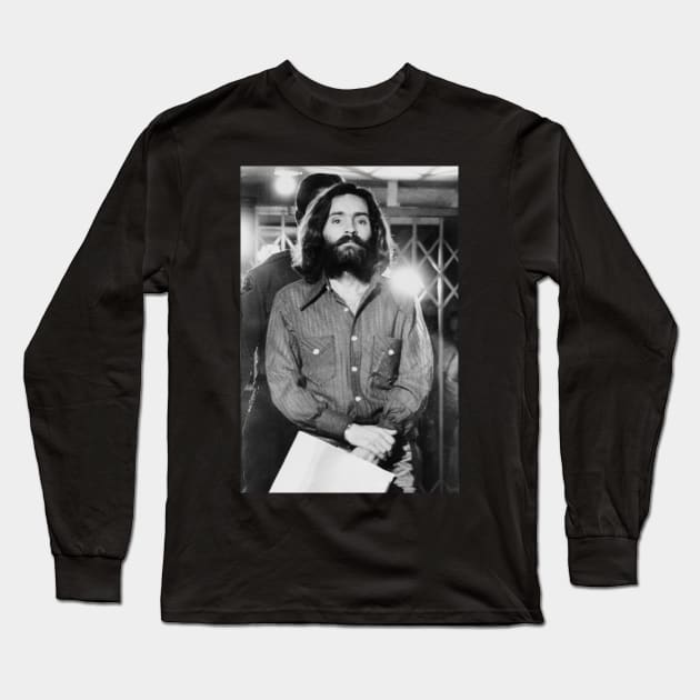 Charles Manson Long Sleeve T-Shirt by Ladybird Etch Co.